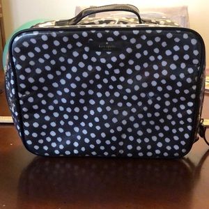 Kate Spade polka black and white polka dot makeup cosmetic organizer bag EUC